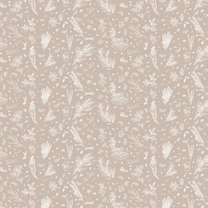 Gorgeous Greige Herbs Light Beige / Gray Traditional Kitchen Print