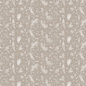 Gorgeous Greige Herbs Deeper Beige / Gray Traditional Kitchen Print