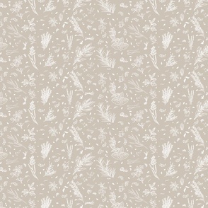 Gorgeous Greige Herbs Medium Beige / Gray Traditional Kitchen Print