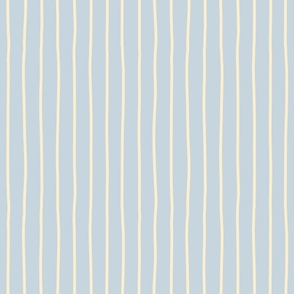 Hand Drawn Thin Stripes in Blue, Cream - Large Scale