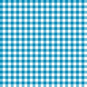 Gingham Check, cyan blue (small) - faux weave checkerboard 1/4" squares
