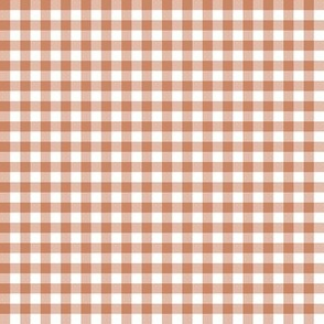 Gingham Check, tan brown (small) - faux weave checkerboard 1/4" squares