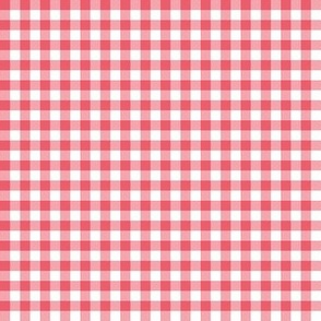 Gingham Check, coral pink (small) - faux weave checkerboard 1/4" squares
