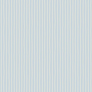 Hand Drawn Thin Stripes in Blue and Cream - Small Scale
