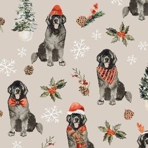 Winter Holiday Black Labs 9x9 {Beige} Watercolor Christmas Dogs