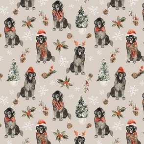 Winter Holiday Black Labs 5x5 {Beige} Watercolor Christmas Dogs Small Scale