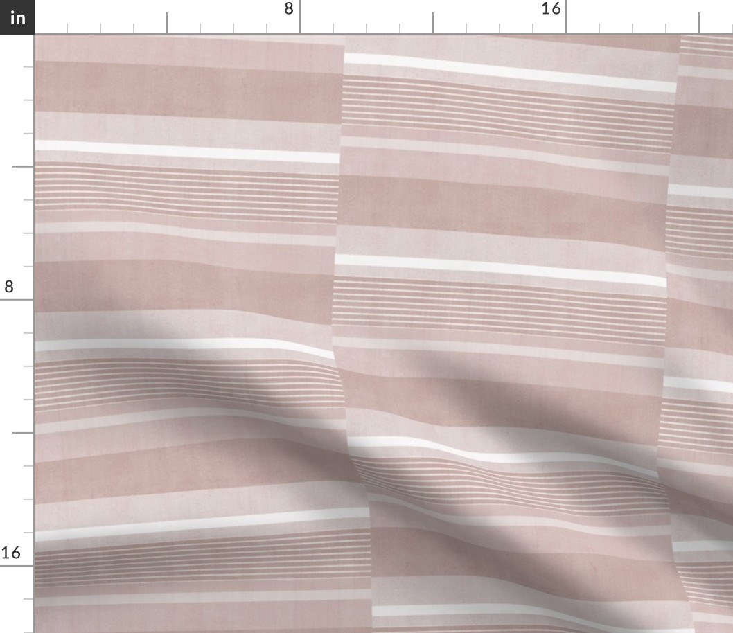 Staggered Stripe Modern Geometric - Blush Pink, White, 