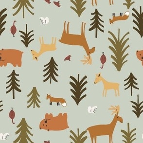 Forest Animals Scatter in Light Blue