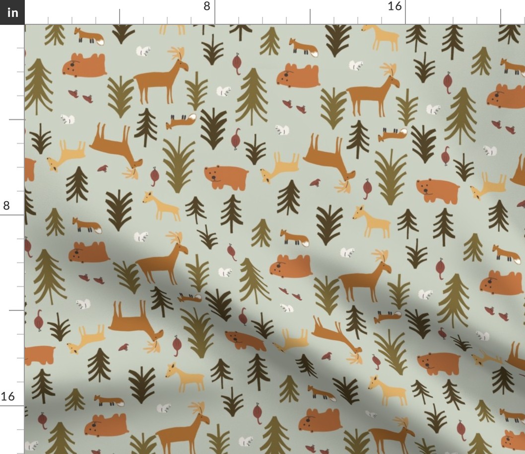 Forest Animals Scatter in Light Blue