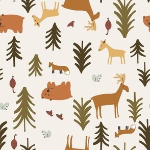 Forest Animals Scatter in Ivory Cream