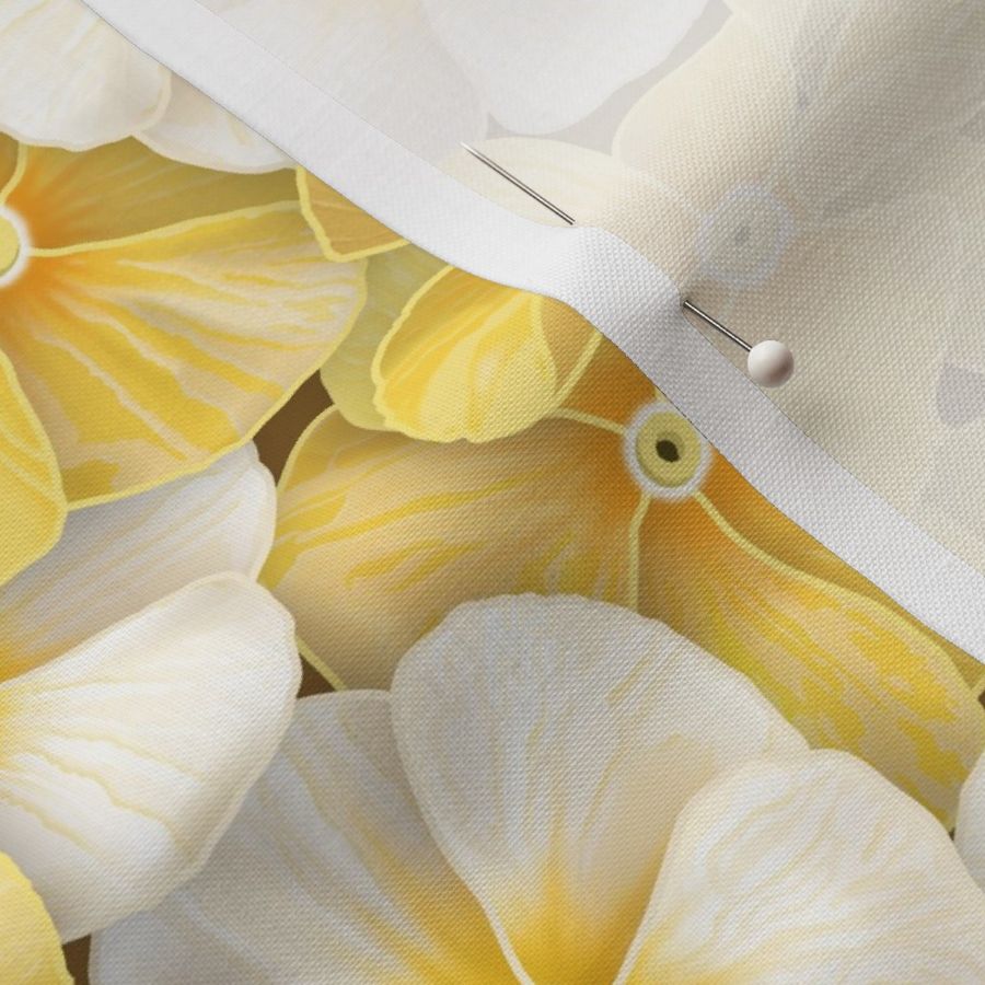 Impatiens in Yellow and White // Caramel Brown Background // V2 // Medium Large Scale - 850 DPI