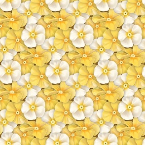 Impatiens in Yellow and White // Caramel Brown Background // V2 // Medium Large Scale - 850 DPI