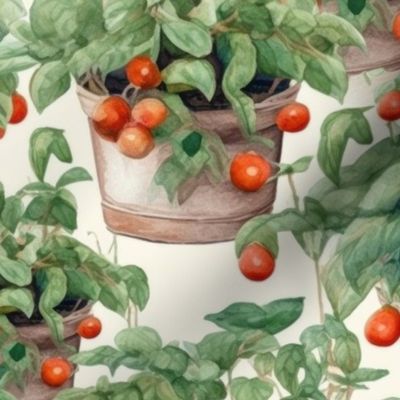 Potted Tomato Plants Watercolor