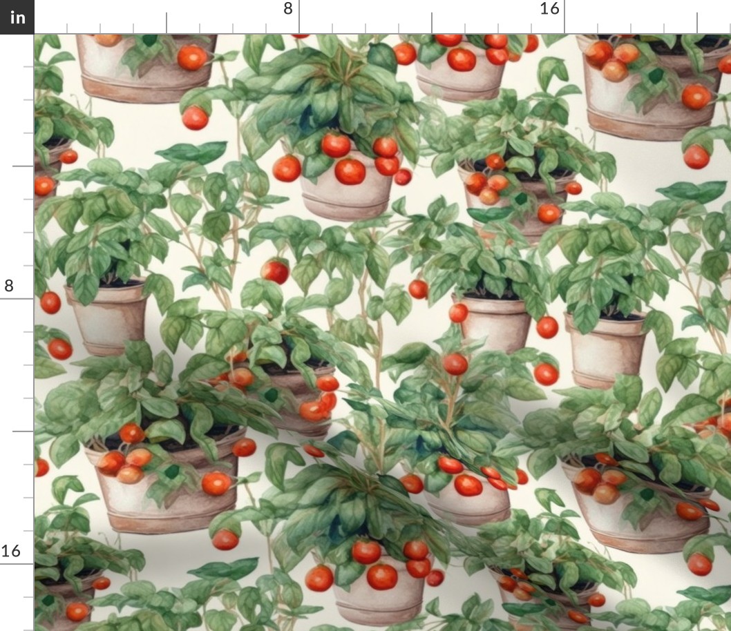 Potted Tomato Plants Watercolor