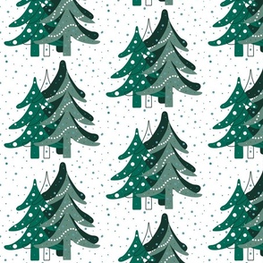 Christmas trees with snowflakes 