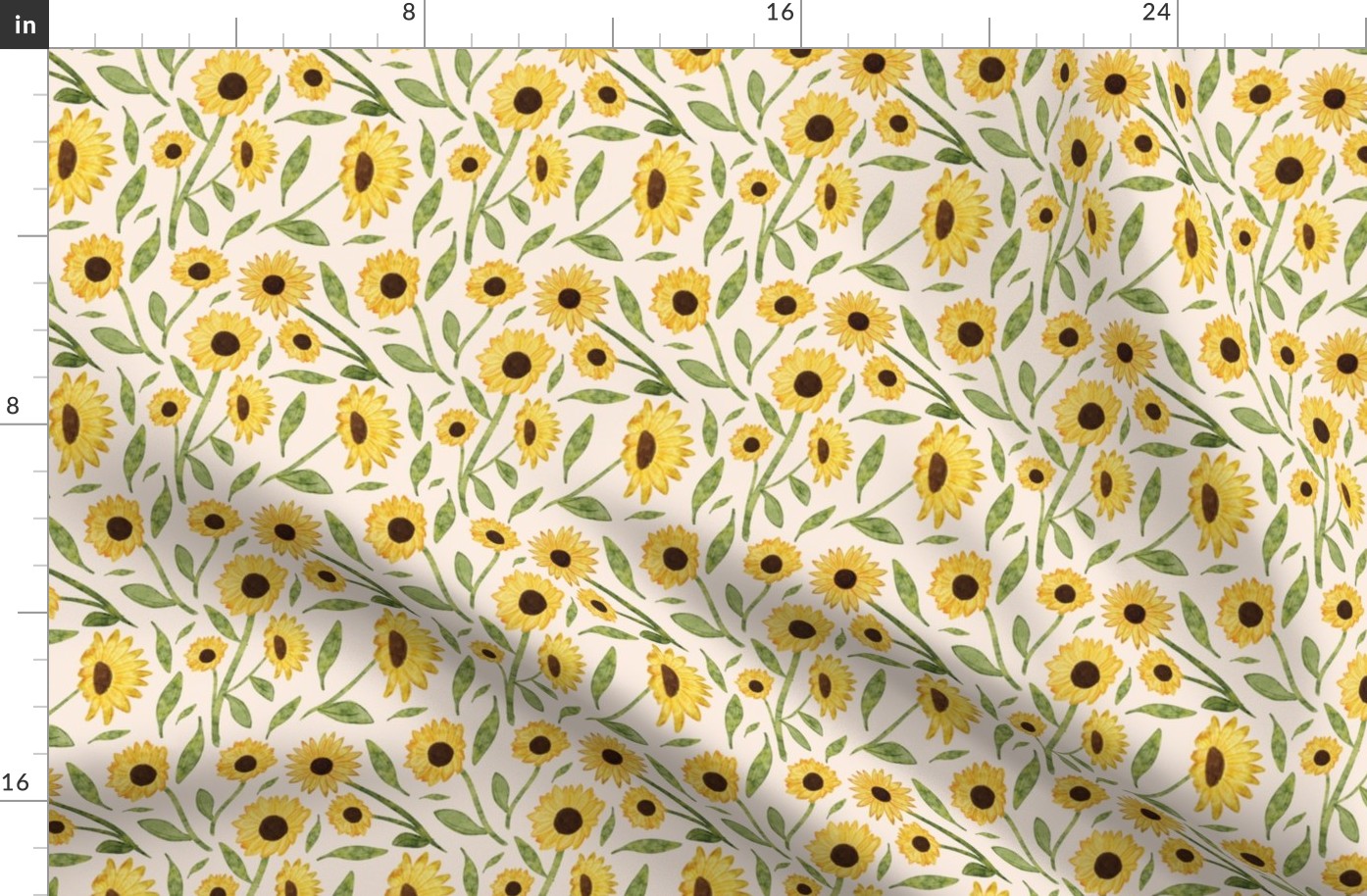 Watercolor Sunflower Garden off white scattered [38] by Norlie Studio