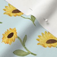 Watercolor Sunflower Garden on blue [34]  by Norlie Studio