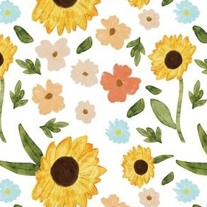 Watercolor Sunflower Garden [16] by Norlie Studio 
