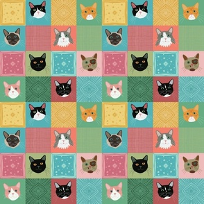 Happy Cats Cheater Quilt (SMALL )