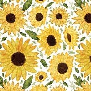 Watercolor Sunflower Garden [1] by Norlie Studio