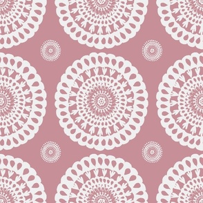 Rose Gold Boho Floral Circles Deep Muted Pink Large Scale