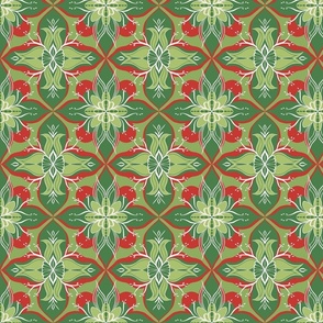 Christmas lily tile dark green and red
