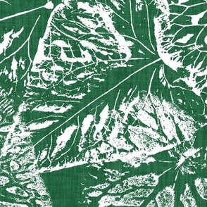 Buckwheat Leaf Prints in White on Emerald Green