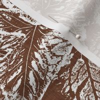 Buckwheat Leaf Prints in White on Cinnamon Brown
