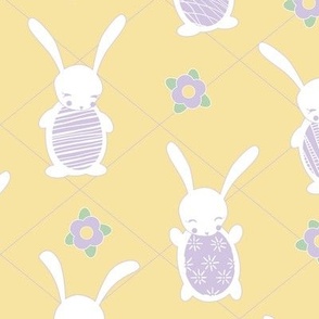 egg bellied bunnes - purple_ yellow_ greeen - cute easter spring bunny