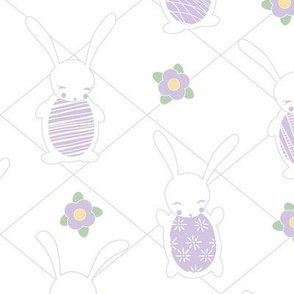 egg bellied bunnes - purple_ yellow_ greeen 02 - cute easter spring bunny