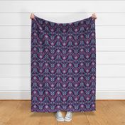 Abstract Art Nouveau Pattern - Vintage-Inspired in Dark Purple, Violet & Blues  // Large Scale