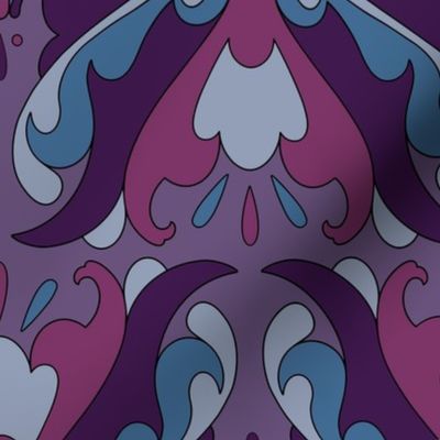 Abstract Art Nouveau Pattern - Vintage-Inspired in Dark Purple, Violet & Blues  // Large Scale