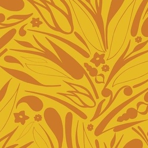 Scattered Swirls & Shapes - Butternut Yellow & Orange // Larger Scale