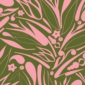 Scattered Swirls & Shapes - Pink & Green // Large Scale