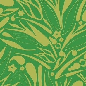 Scattered Swirls & Shapes - Spring Green  // Large Scale