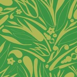Scattered Swirls & Shapes - Spring Green  // Larger Scale