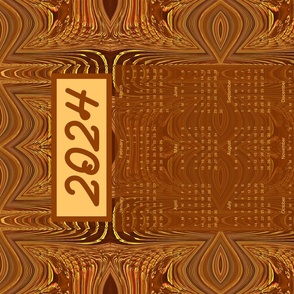 27x18_2024 Inspirational Tea Towel Calendar Brown & Gold Trim Abstract Design with Matthew 21:16