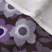 Retro Flowers - Purple, Lilac (Medium Scale)