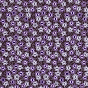 Retro Flowers - Purple, Lilac, Plum, Brown, Violet,