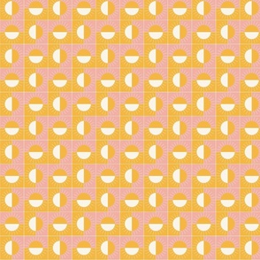 Simple geometric sunset sunrise - mustard yellow, off white and pastel pink//  Small scale