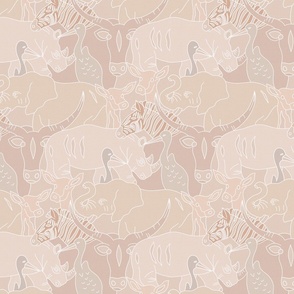 Abstract African Animals  - Pink, blush, 