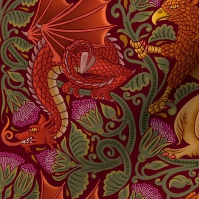 Medieval dragons and gryphons large