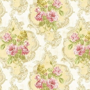 Victorian Cameo Roses Pink cream wallpaper 