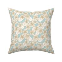 Gilded Hibiscus - Pastel Aqua Mint Blue and Gold - small