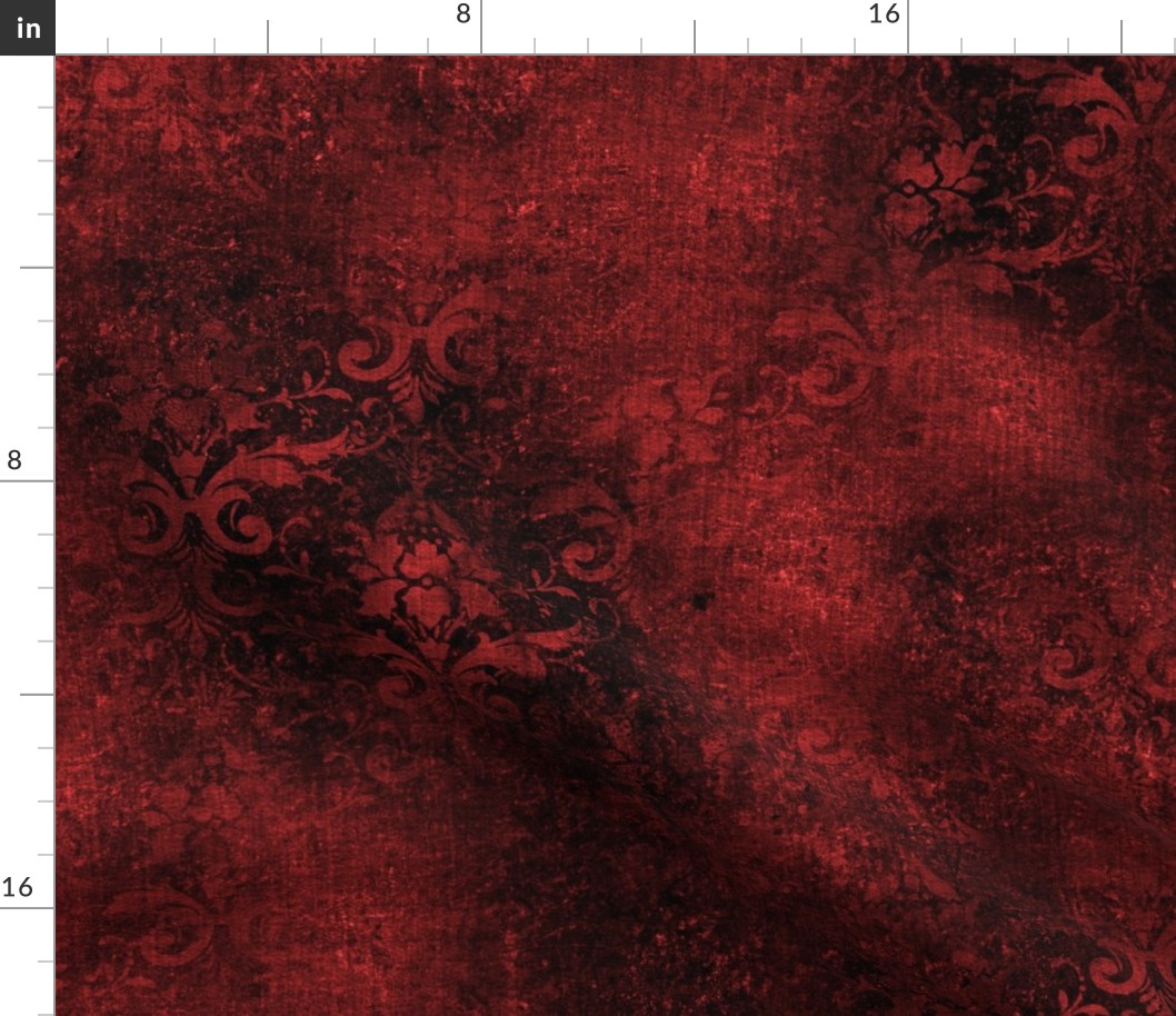 Grunge Damask - red