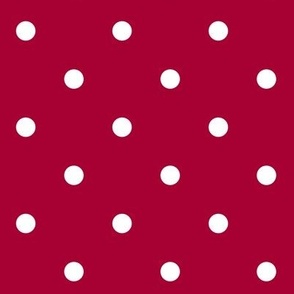 medium - 1/2 in - Polka Dots - white on Madder Red