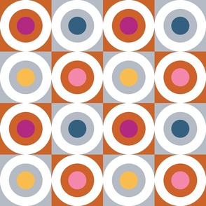 medium circles burnt orange and grey background