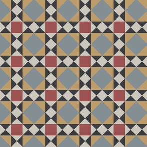 Geometric Pattern of Italian Villa Summer Tiles in earth tones, small 4 inches