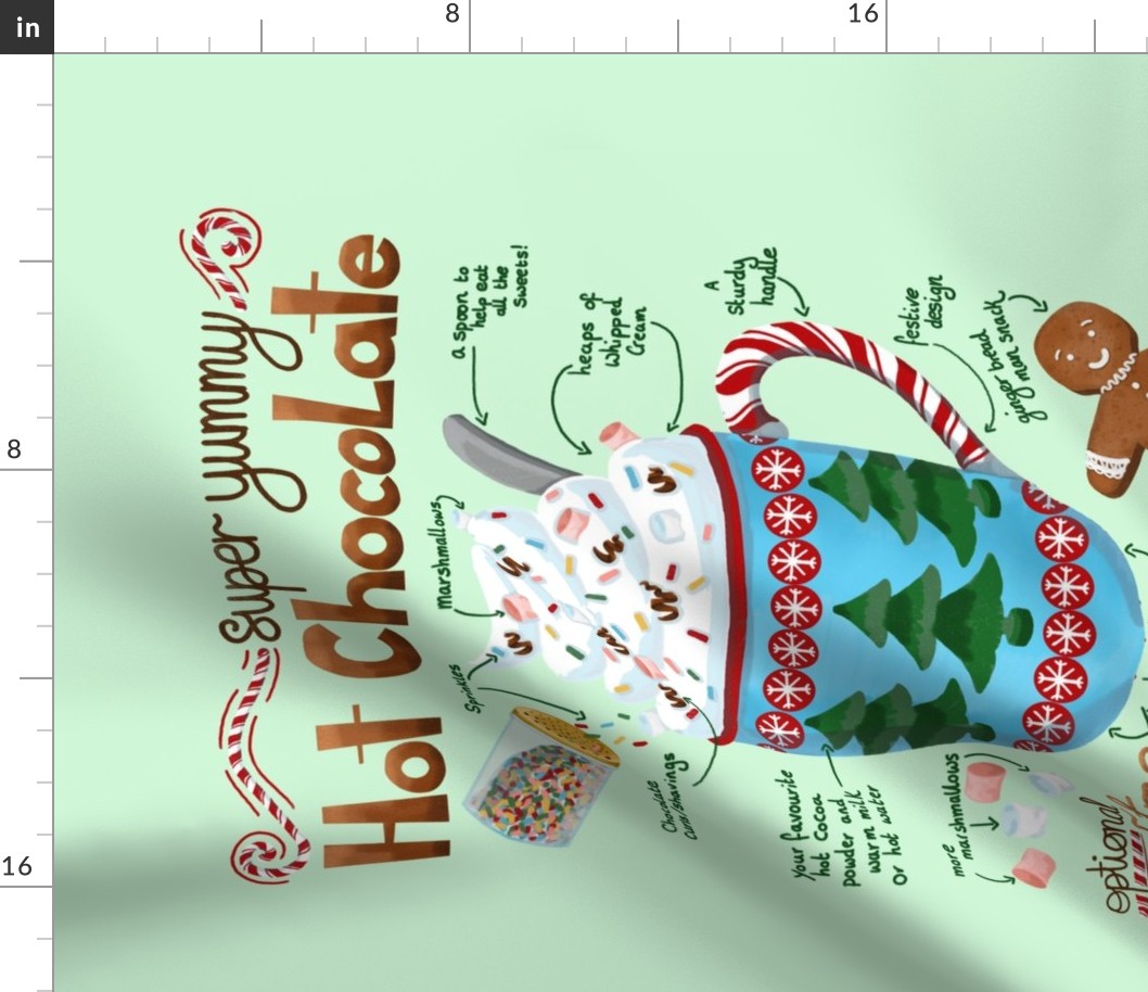 Super Yummy Hot Chocolate Festive tea towel