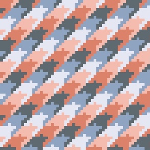 Salmon Blue colorful houndstooth checker